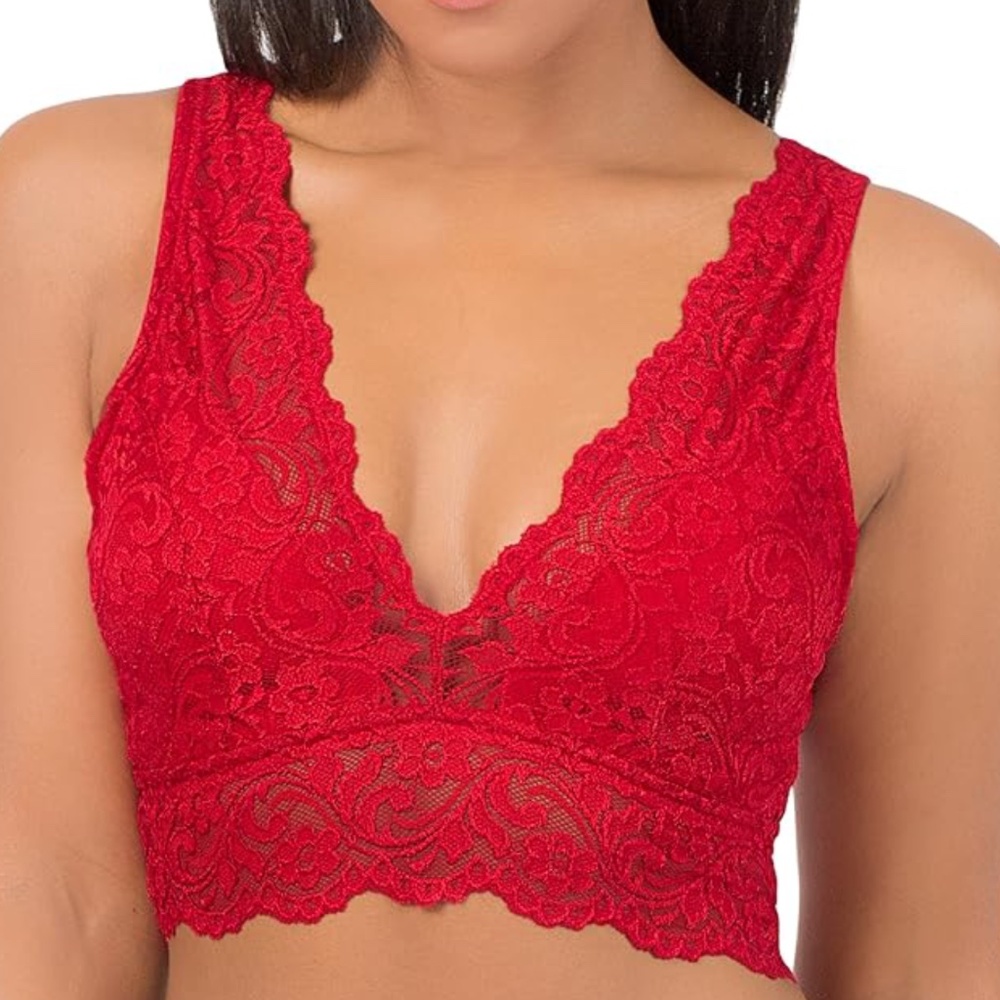 NWT Smart & Sexy Red Lace Deep V Bralette Bra Size Medium